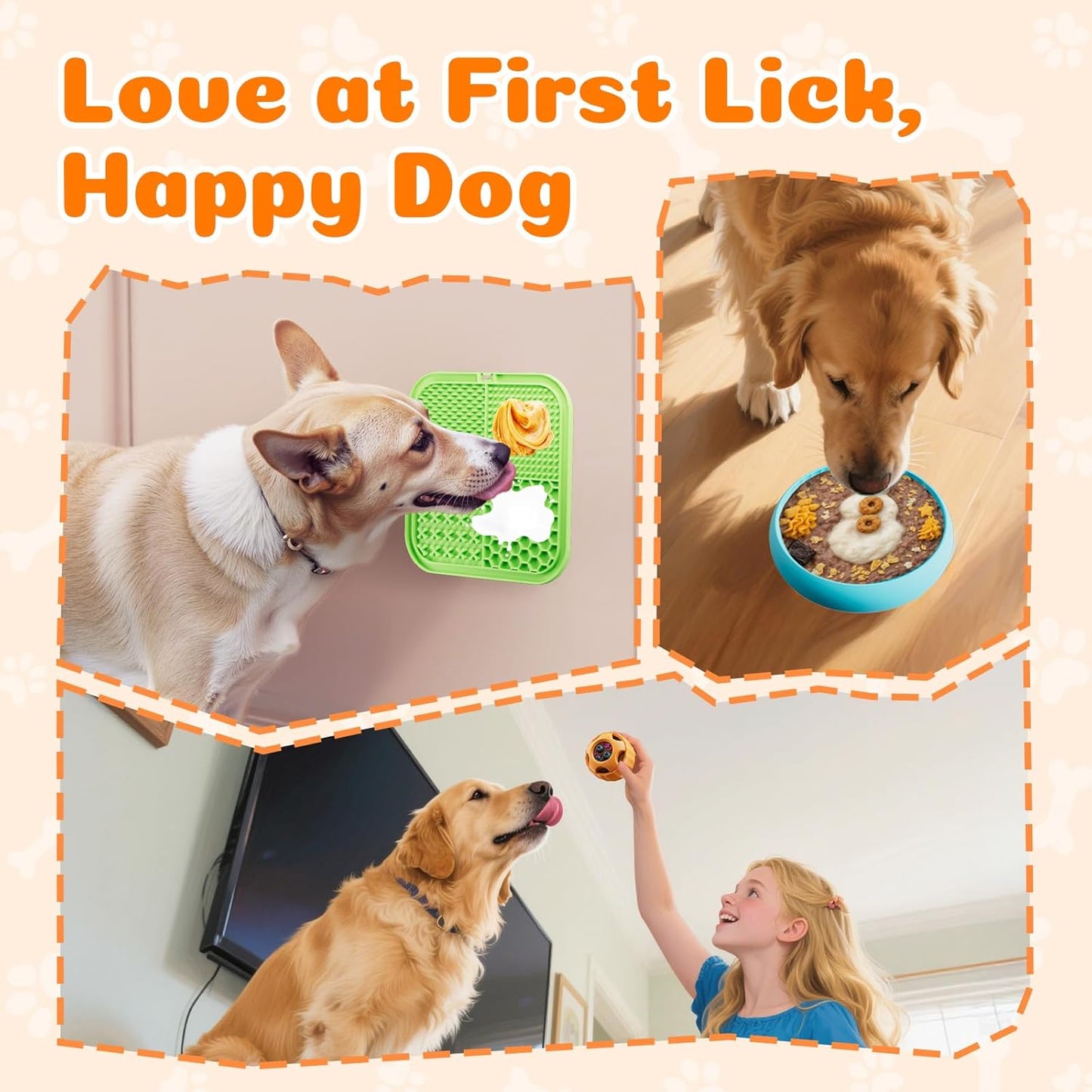 Dog Enrichment Toys 6 Pack - Dog Toys to Keep Them Busy, Lick Mat, Ball & Bowl with Peanut Butter, Frozen Treat Puzzle Dispenser for Anxiety Relief, Reduce Boredom, Perfect for Bathing Grooming